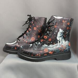Rogue + Wolf Boots Womens 6.5 Black Lone Wolf Vegan Goth Combat
